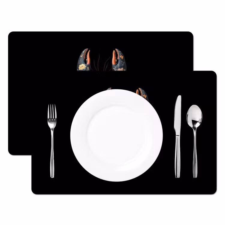 Tischset - Krebs - Schwarz - Blumenmuster - Künstlerisch — 2