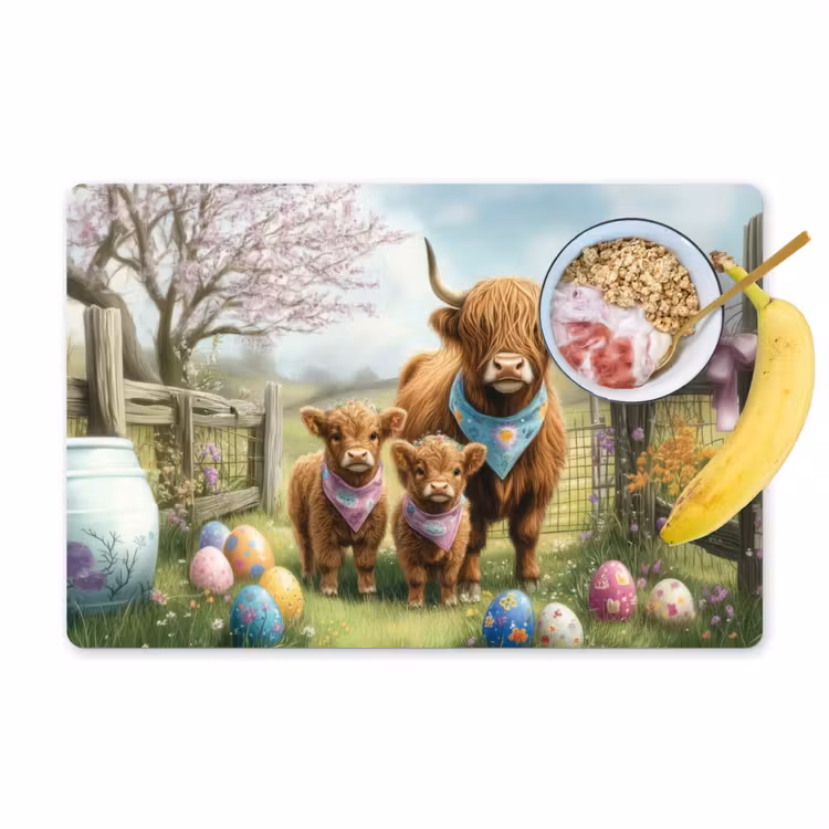 Tischset - 6 Stück - Schottische Highlander - Ostereier - Frühling - 6 Stück — 1