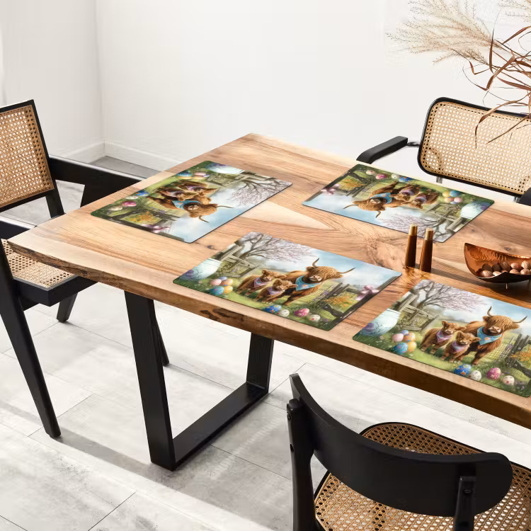 Tischset - 6 Stück - Schottische Highlander - Ostereier - Frühling - 6 Stück — 4