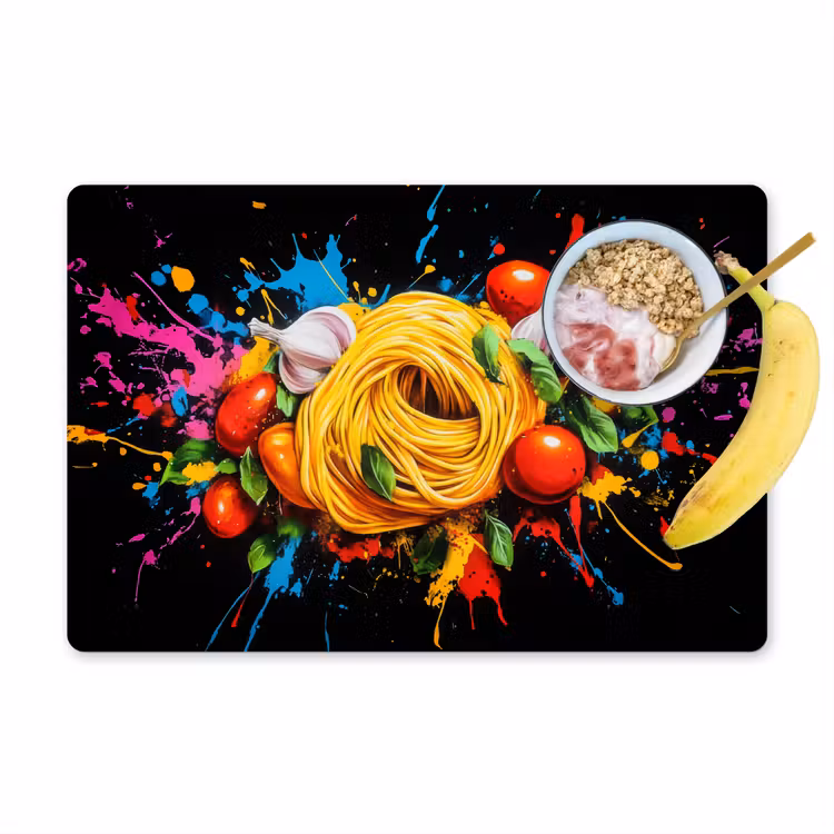 Tischset - Spaghetti - Graffiti - Farbe - Bunt - Lebensmittel - Modern - 6 Stück — 1