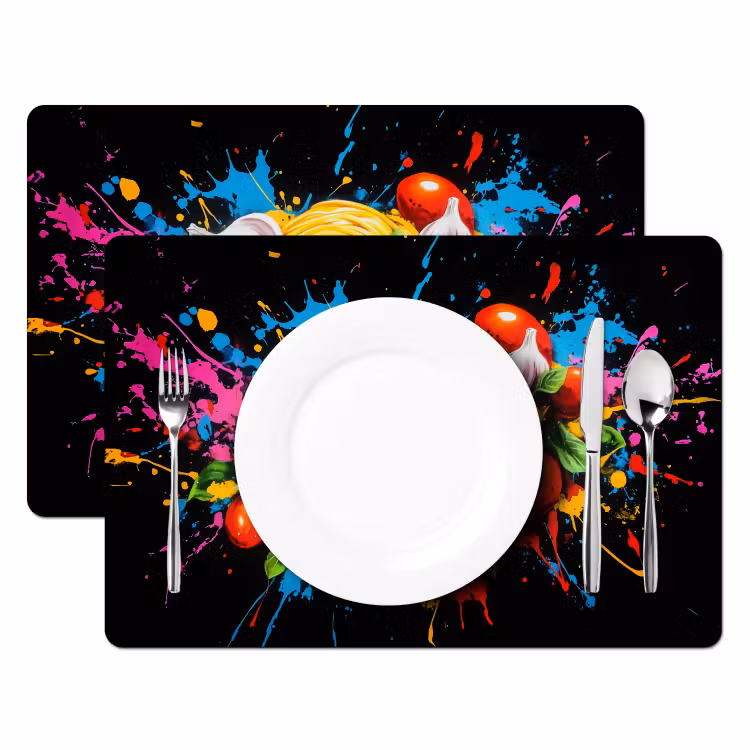 Tischset - Spaghetti - Graffiti - Farbe - Bunt - Lebensmittel - Modern - 6 Stück — 2
