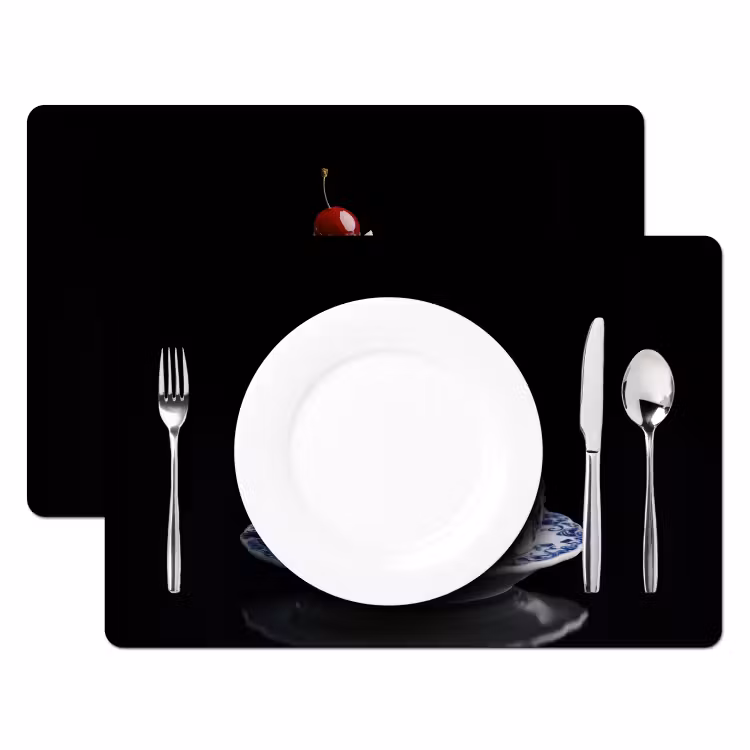 Tischset - Torte - Schlagsahne - Kirsche - Teller - Delfter Blau - 6 Stück — 2