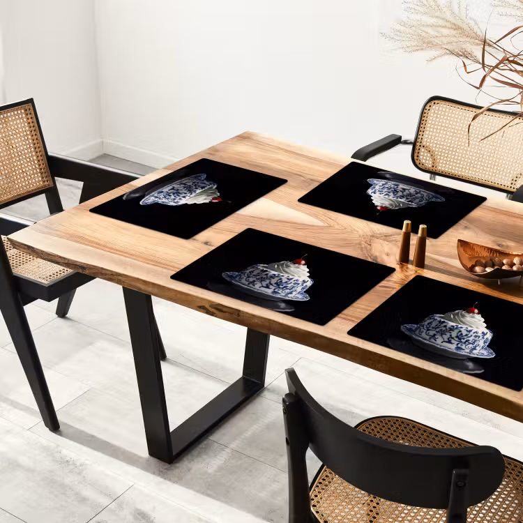 Tischset - Torte - Schlagsahne - Kirsche - Teller - Delfter Blau - 6 Stück — 4
