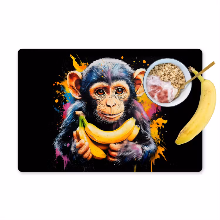 Tischset - Affe - Graffiti - Farbenfroh - Bananen - Modern - 6 Stück — 1
