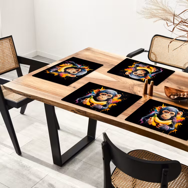 Tischset - Affe - Graffiti - Farbenfroh - Bananen - Modern - 6 Stück — 4