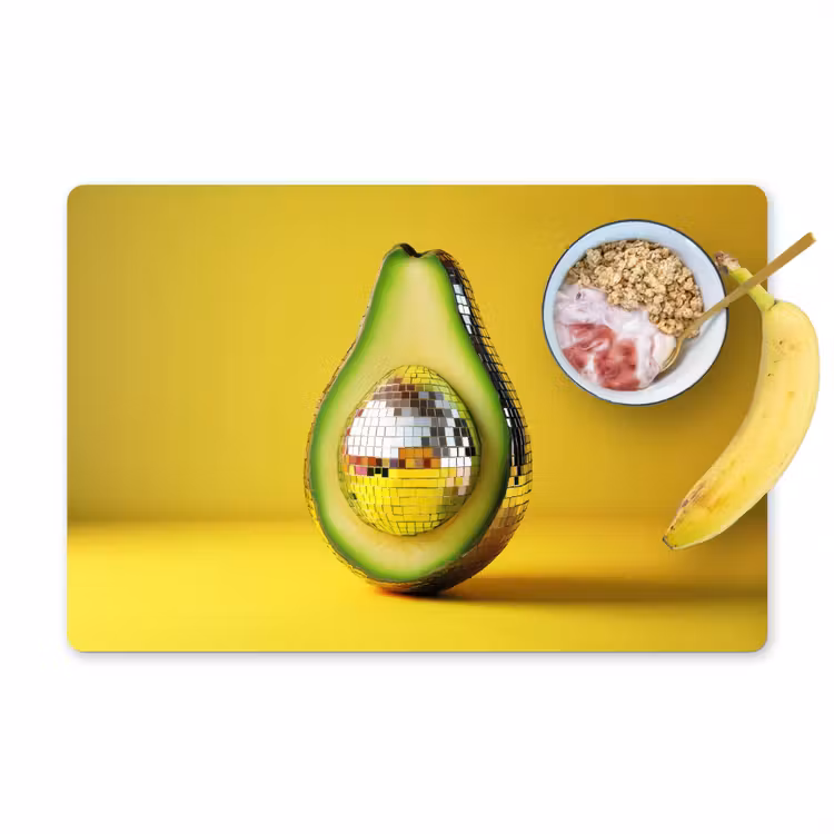 Tischset - Avocado - Discokugel - Gelb - Glitzer - 6 Stück — 1