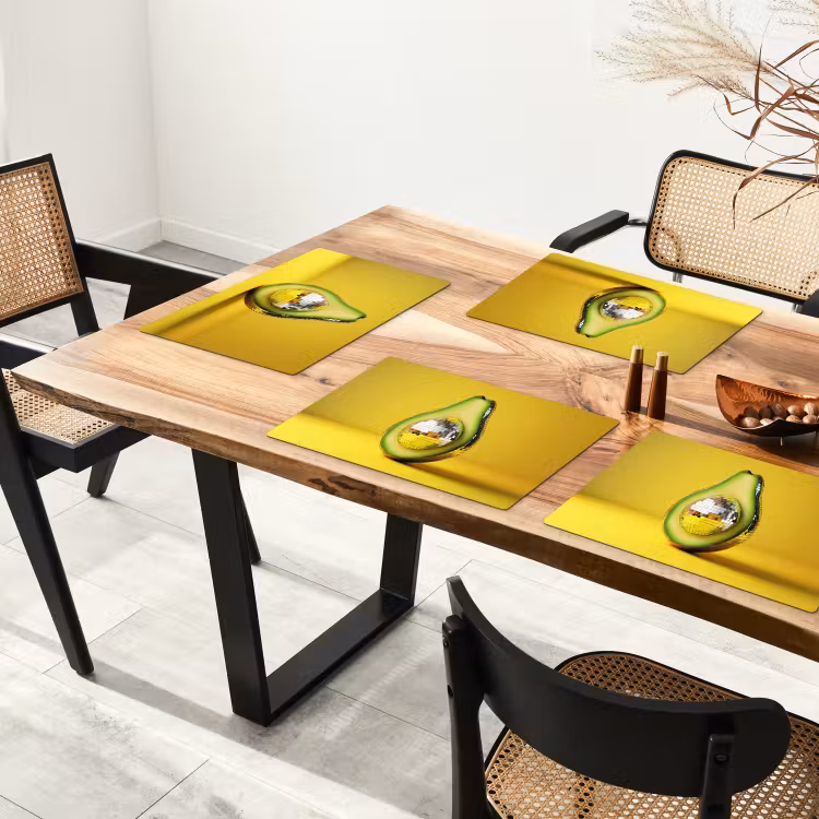 Tischset - Avocado - Discokugel - Gelb - Glitzer - 6 Stück — 4