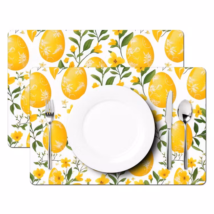 Tischset - 6 Stück - Blumen - Ostereier - Gelb - 6 Stück — 2