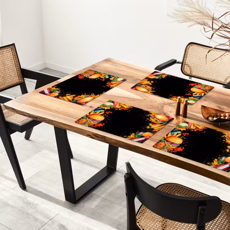 Tischset - Fastfood - Graffiti - Hamburger - Lebensmittel - Modern - 6 Stück — 4