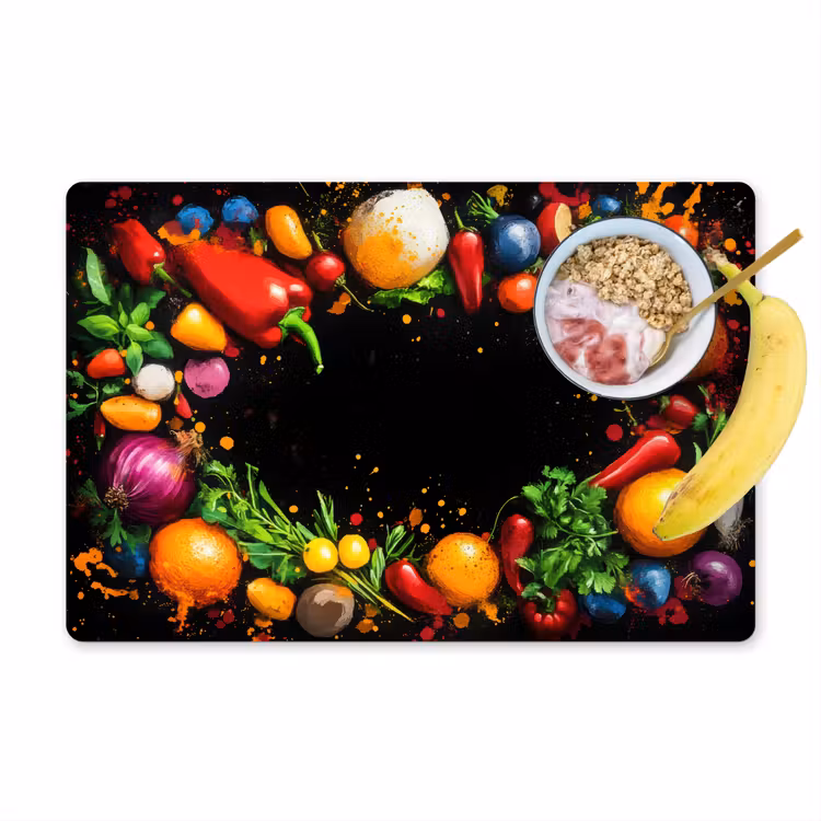 Tischset - Gemüse - Graffiti - Farbenfroh - Kochen - Abstrakt - 6 Stück — 1