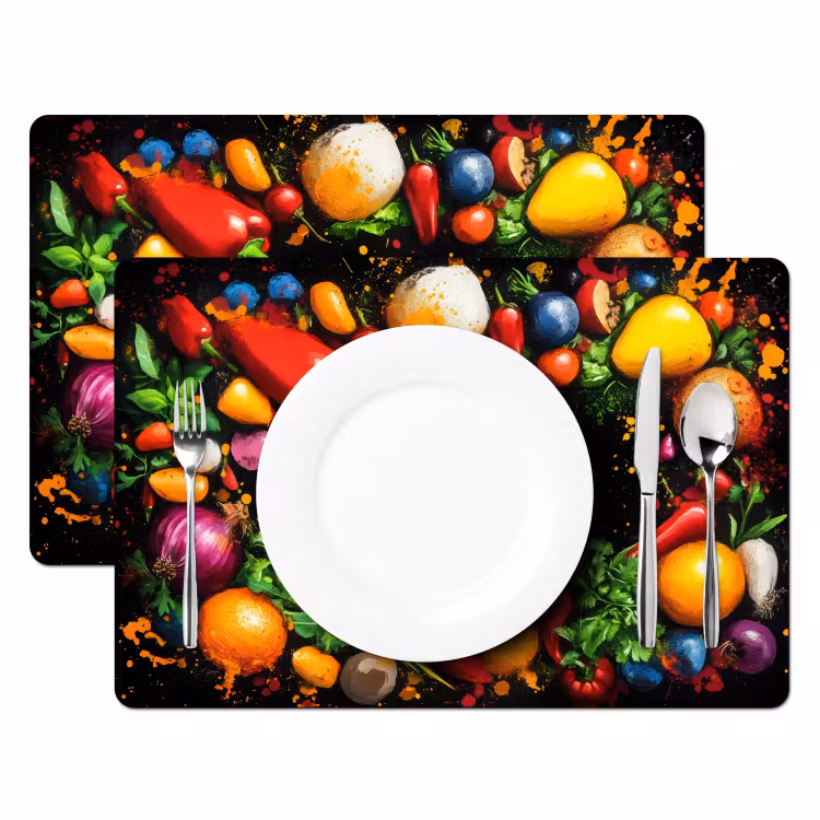 Tischset - Gemüse - Graffiti - Farbenfroh - Kochen - Abstrakt - 6 Stück — 2