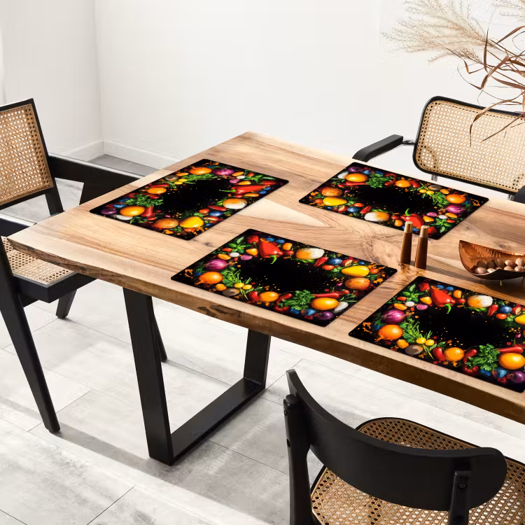 Tischset - Gemüse - Graffiti - Farbenfroh - Kochen - Abstrakt - 6 Stück — 4