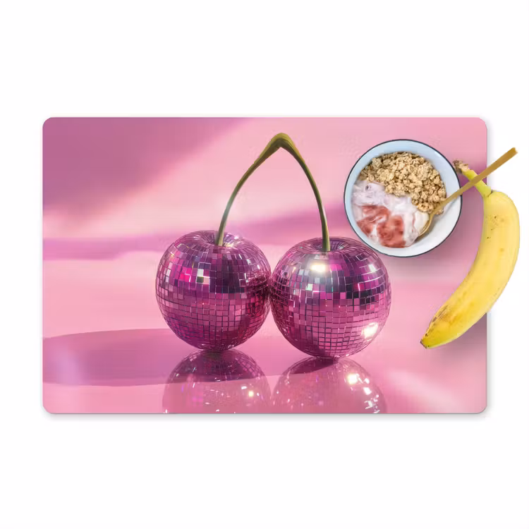 Tischset - Glitzer - Discokugel - Rosa - Kirsche - 6 Stück — 1