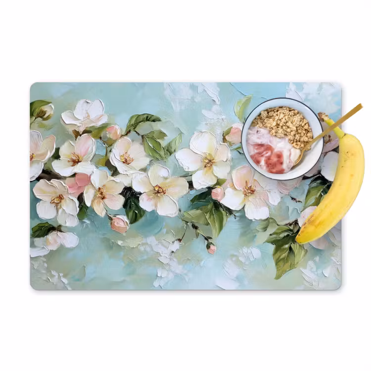 Tischset - Blossom - Blätter - Hellblau — 1
