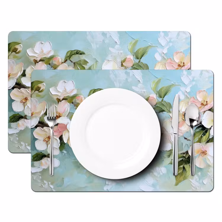 Tischset - Blossom - Blätter - Hellblau — 2