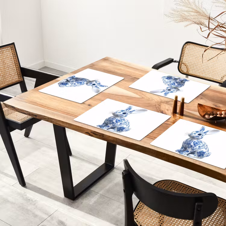 Tischset - 6 Stück - Delfter Blau - Kleines Kaninchen - Weiß - 6 Stück — 4