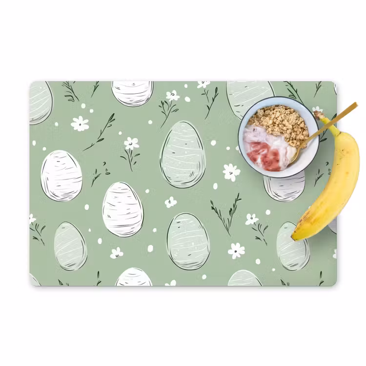 Tischset - 6 Stück - Grün - Eier - Muster - 6 Stück — 1