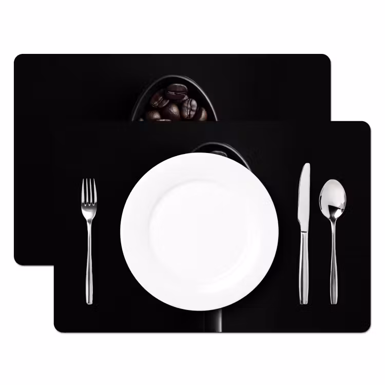 Tischset - Kaffeebohnen - Löffel - Schwarz - 6 Stück — 2
