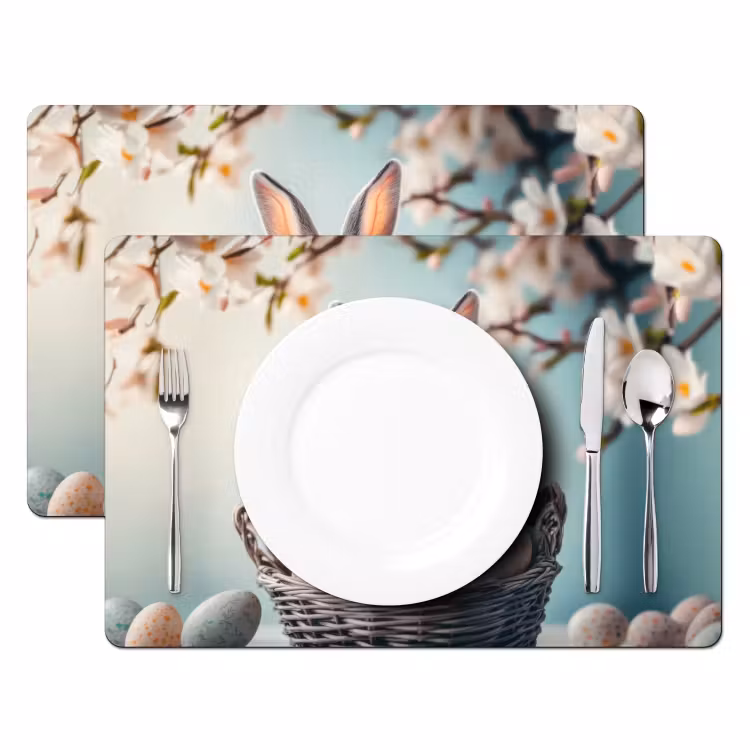 Tischset - 6 Stück - Kaninchen - Eier - Korb - 6 Stück — 2