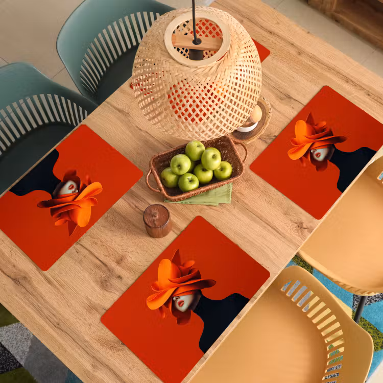 Tischset - Orange - Hut - Frau — 3