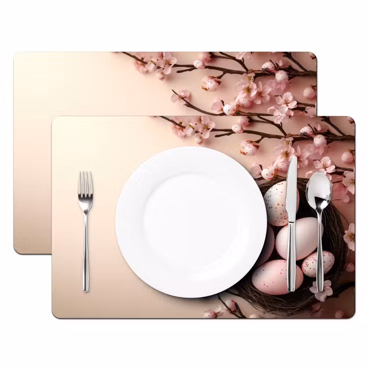 Tischset - 6 Stück - Rosa - Blüten - Eier - 6 Stück — 2