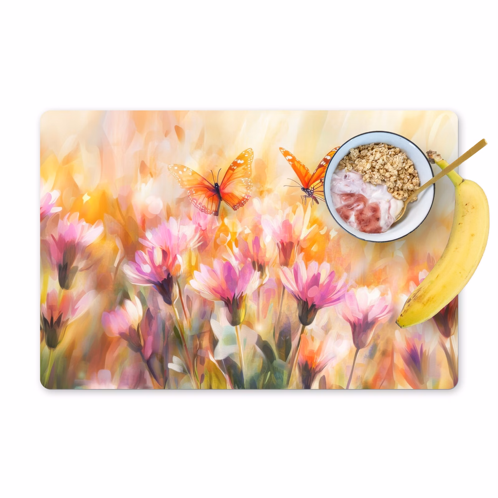 Tischset - Schmetterlinge - Orange - Blumen — 1