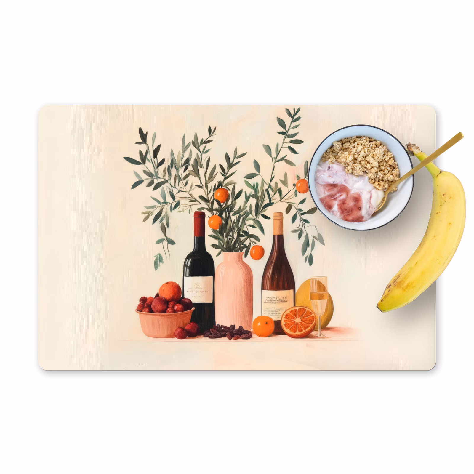 Tischset - Weinflaschen - Äste - Orangen — 1