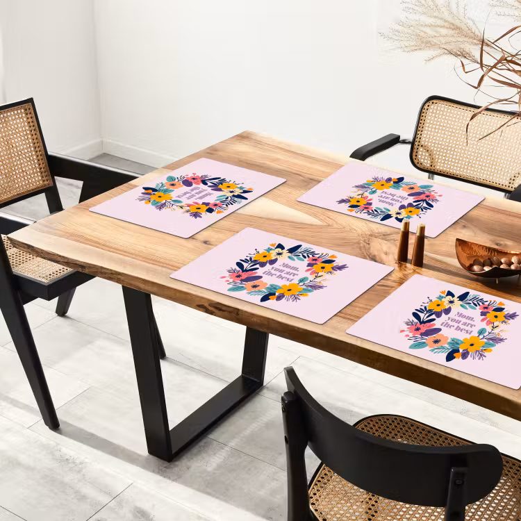 Tischset - Blumenkranz - Bunt - Mutter - 6 Stück — 4