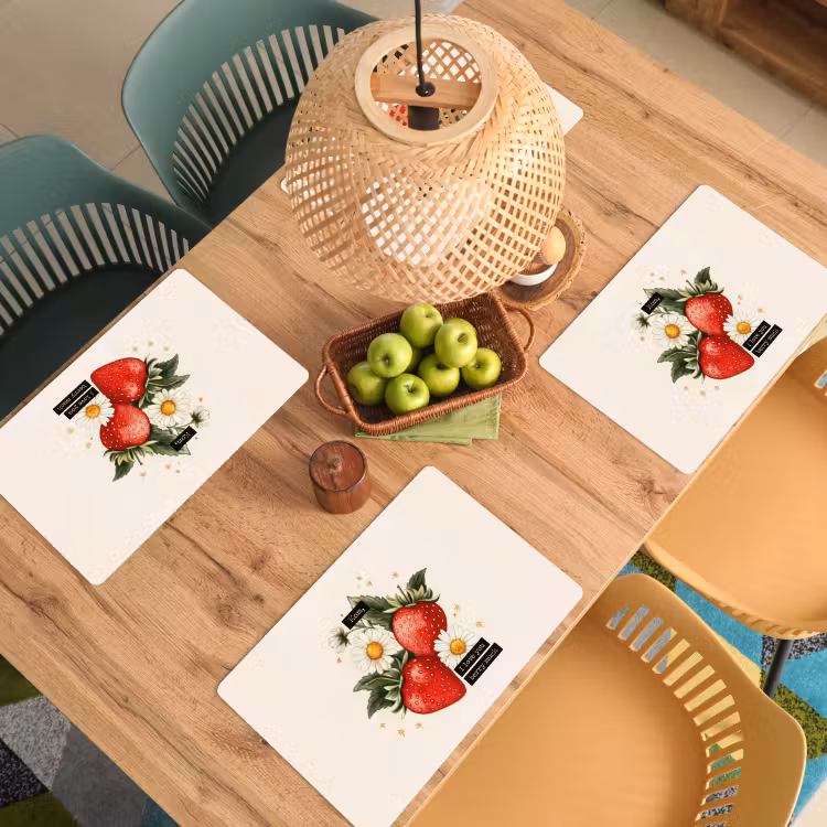 Tischset - Erdbeeren - Gänseblümchen - Zitat - Sterne - 6 Stück — 3