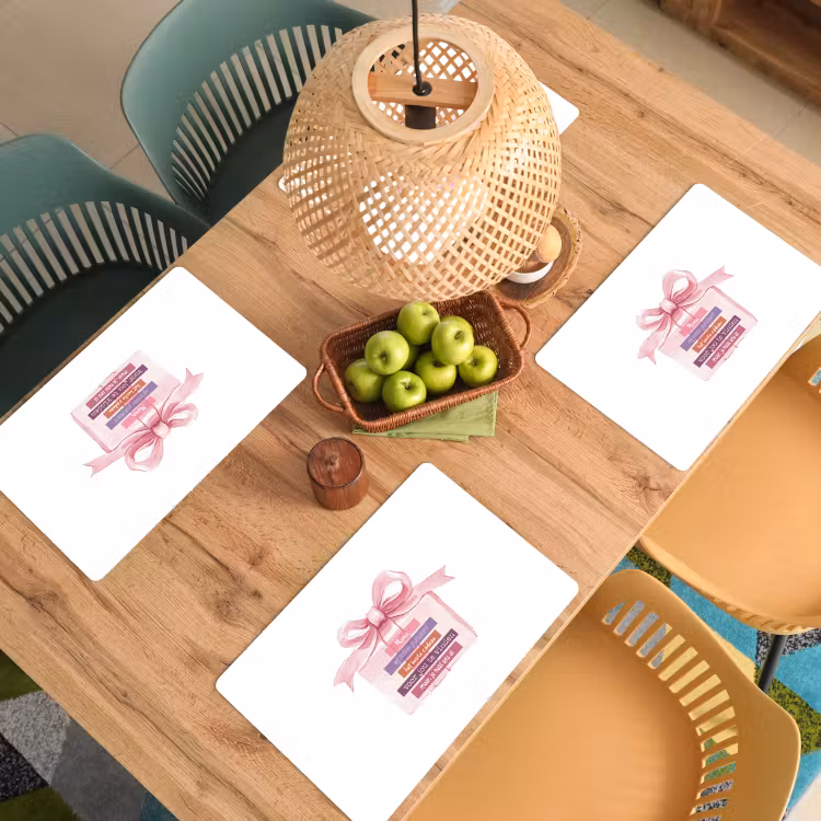 Tischset - Geschenk - Schleife - Text - Rosa - 6 Stück — 3