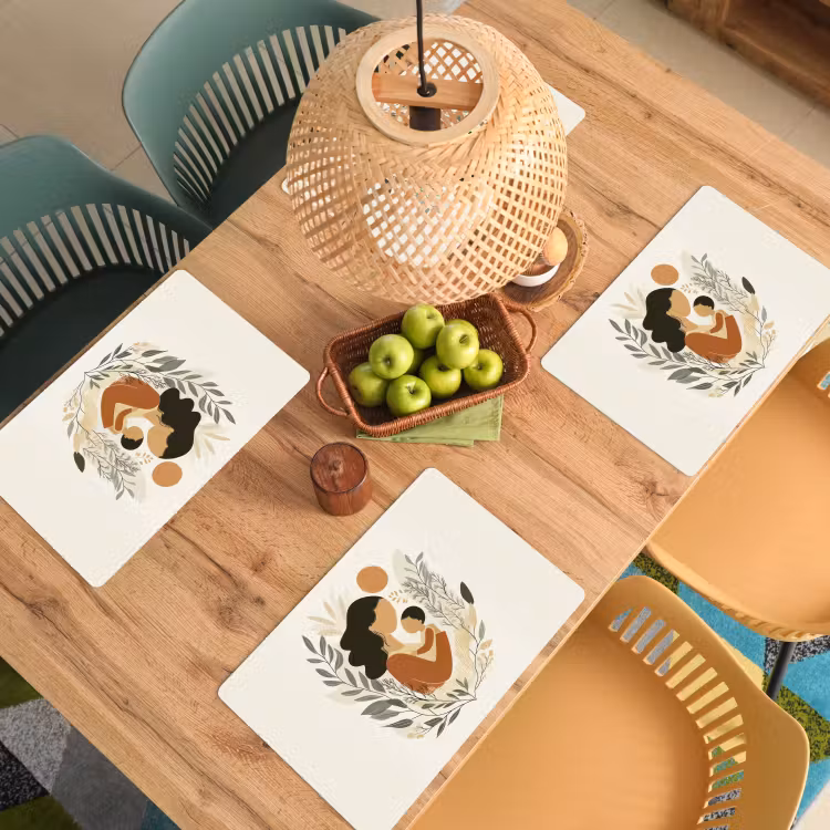 Tischset - Illustration - Mutter - Kind - Liebevoll - 6 Stück — 3