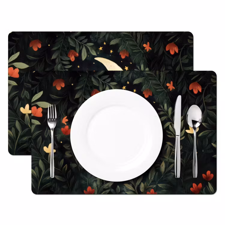 Tischset - Mond - Zitat - Blumen - Sterne - 6 Stück — 2