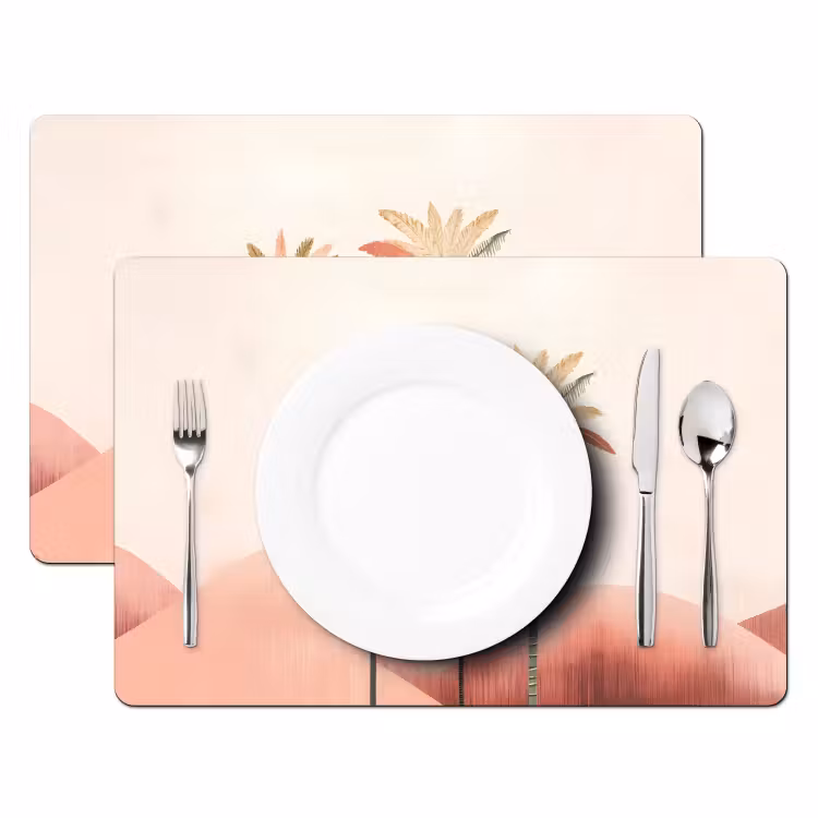 Tischset - Palmen - Hügel - Minimalistisch - Zartrosa — 2