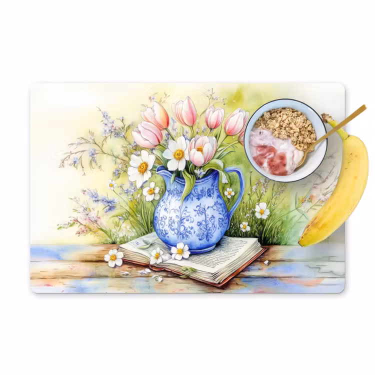 Tischset - Vase - Delfter Blau - Gänseblümchen — 1