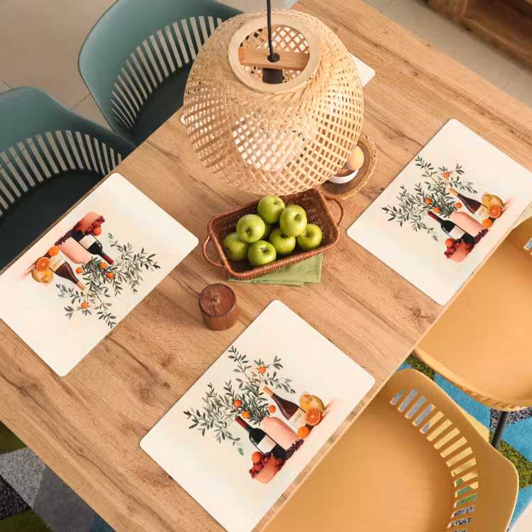 Tischset - Weinflaschen - Äste - Orangen — 3
