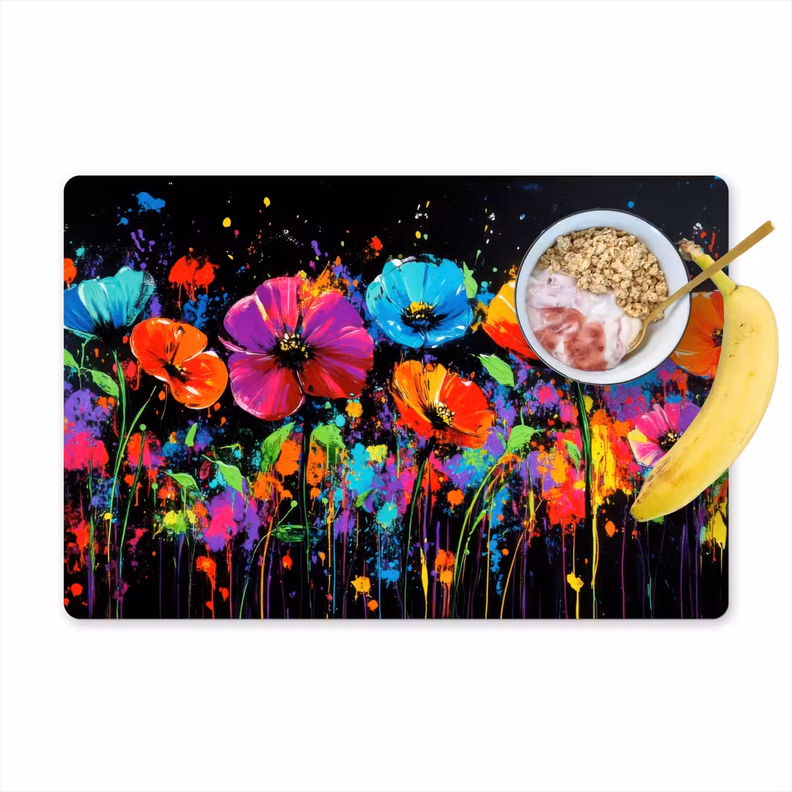 Tischset - Blumen - Bunt - Spritzer - 6 Stück — 1