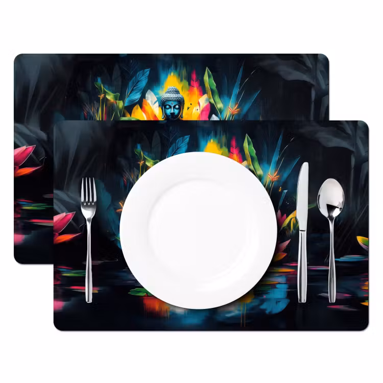 Tischset - Kerzen - Blumen - Buddha - Wasser - 6 Stück — 2