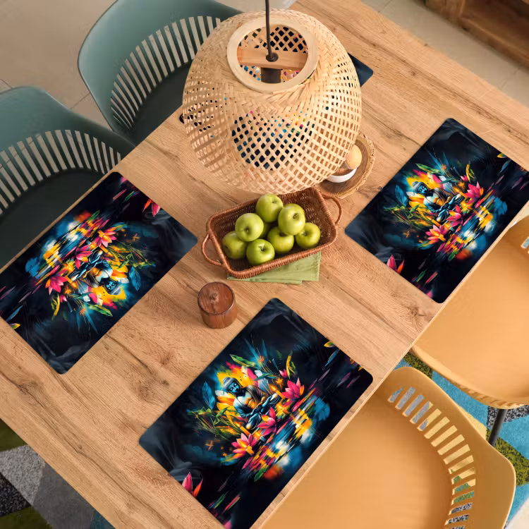 Tischset - Kerzen - Blumen - Buddha - Wasser - 6 Stück — 3