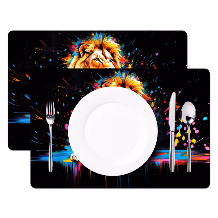 Tischset - Löwe - Bunt - Spritzer - 6 Stück — 2