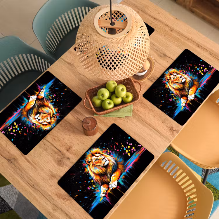 Tischset - Löwe - Bunt - Spritzer - 6 Stück — 3