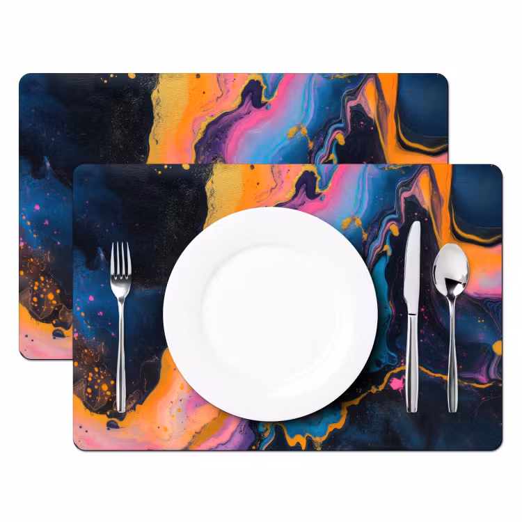 Tischset - Modern - Marmor - Orange - 6 Stück — 2