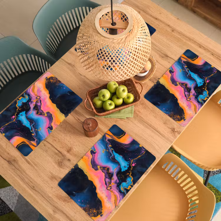 Tischset - Modern - Marmor - Orange - 6 Stück — 3