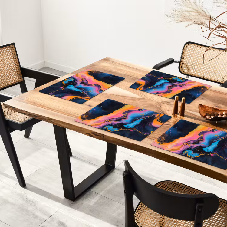 Tischset - Modern - Marmor - Orange - 6 Stück — 4
