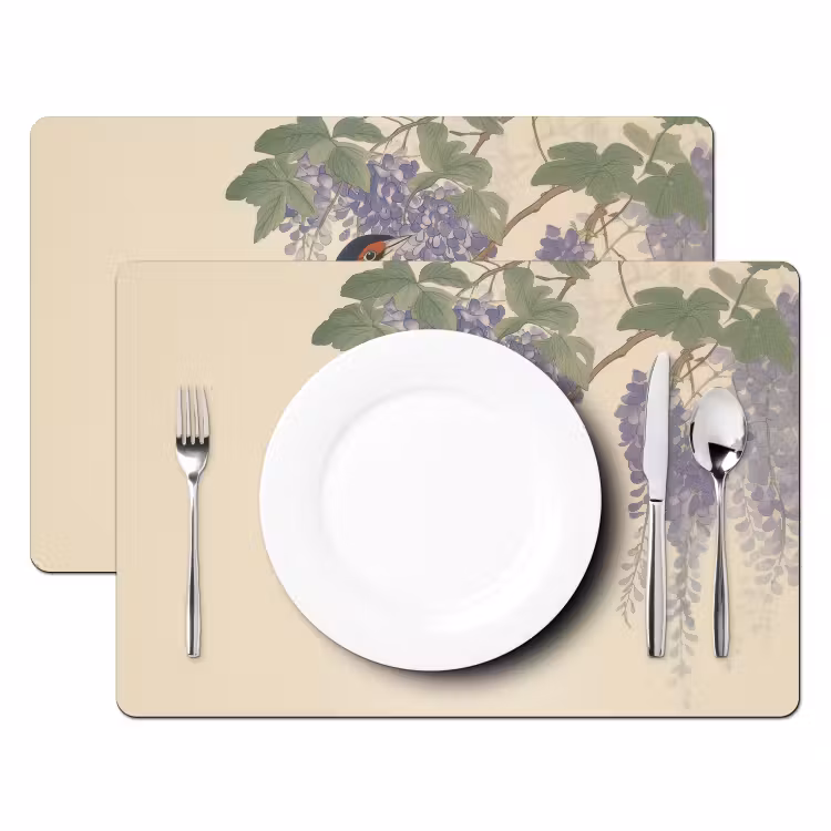 Tischset - Specht - Blumen - Lila — 2