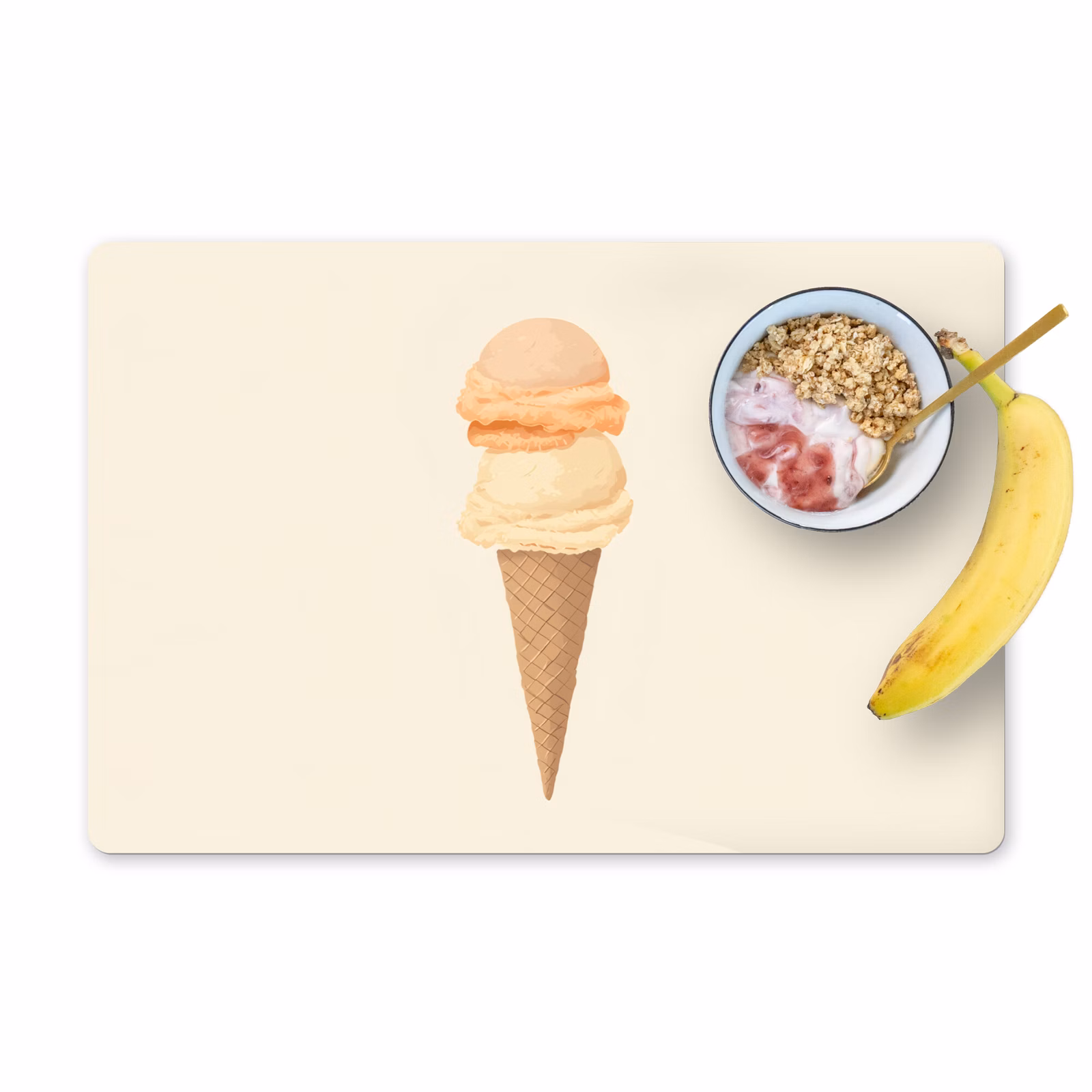 Tischset - Minimalist - Schaufel Eiscreme - Horn - Beige - 6 Stück — 1