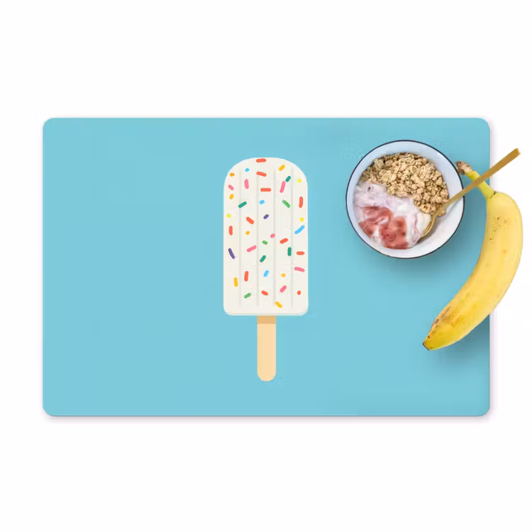 Tischset - Eiscreme - Stiel - Streusel - Hellblau - 6 Stück — 1