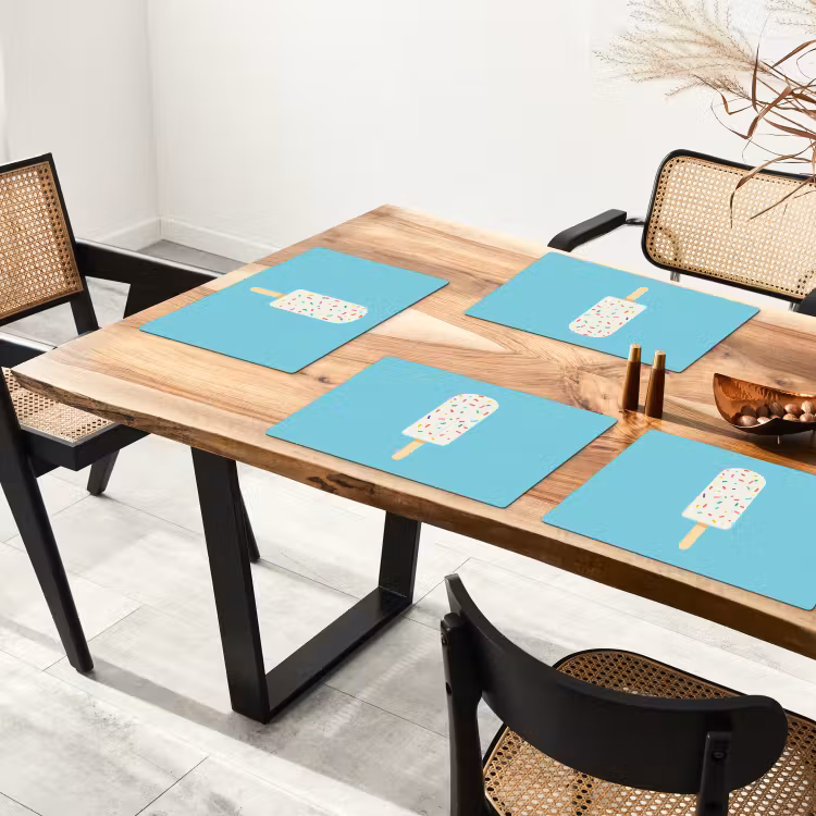 Tischset - Eiscreme - Stiel - Streusel - Hellblau - 6 Stück — 4
