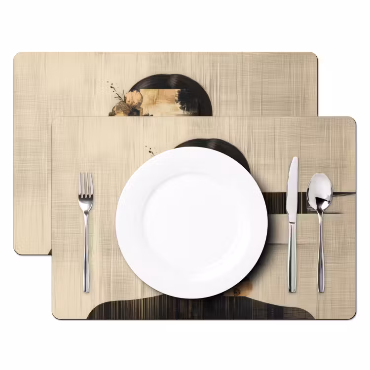 Tischset - Gesicht - Blumen - Schwarz - Frau — 2