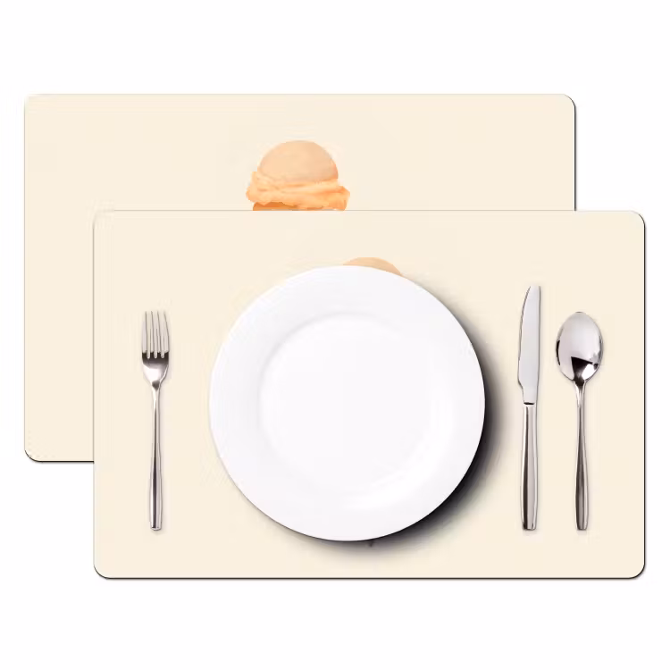 Tischset - Minimalist - Schaufel Eiscreme - Horn - Beige - 6 Stück — 2