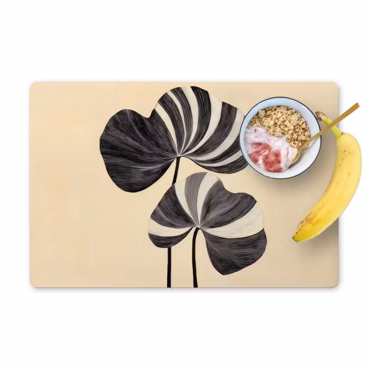 Tischset - Schwarz - Blätter - Streifen - Minimalistisch — 1